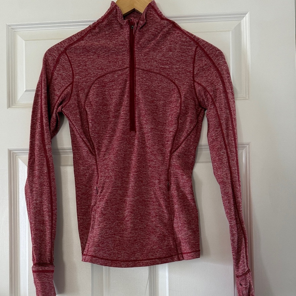 lululemon athletica Heathered Red Long Sleeve Half-Zip Top